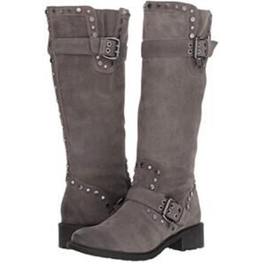 Sam Edelman Gray Deryn Studded Biker Motorcycle Boots 8.5